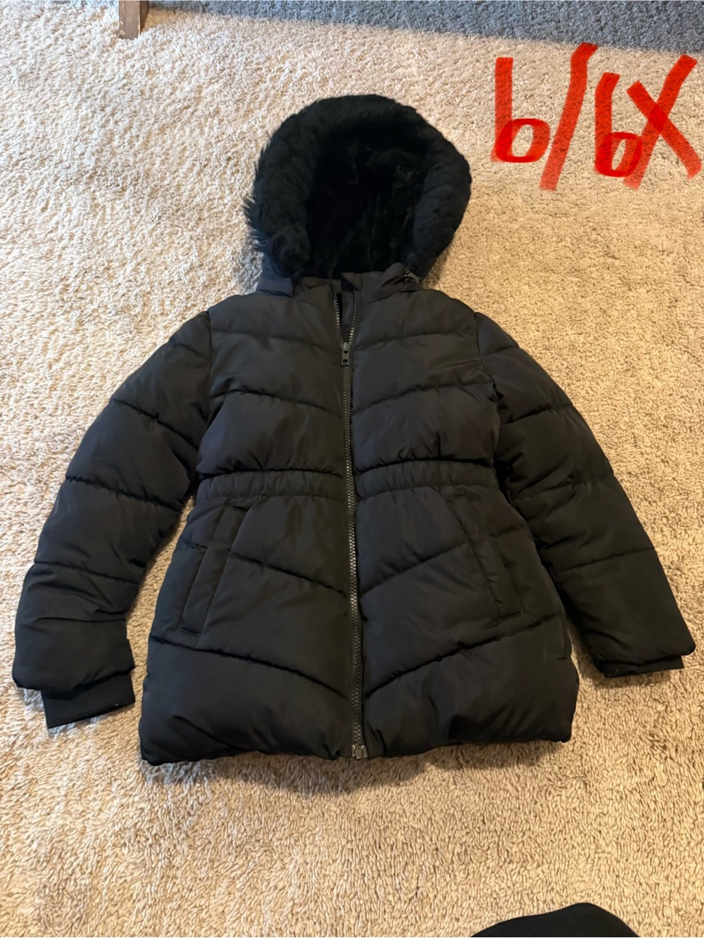 Women's Black Puffer Coat with Hood